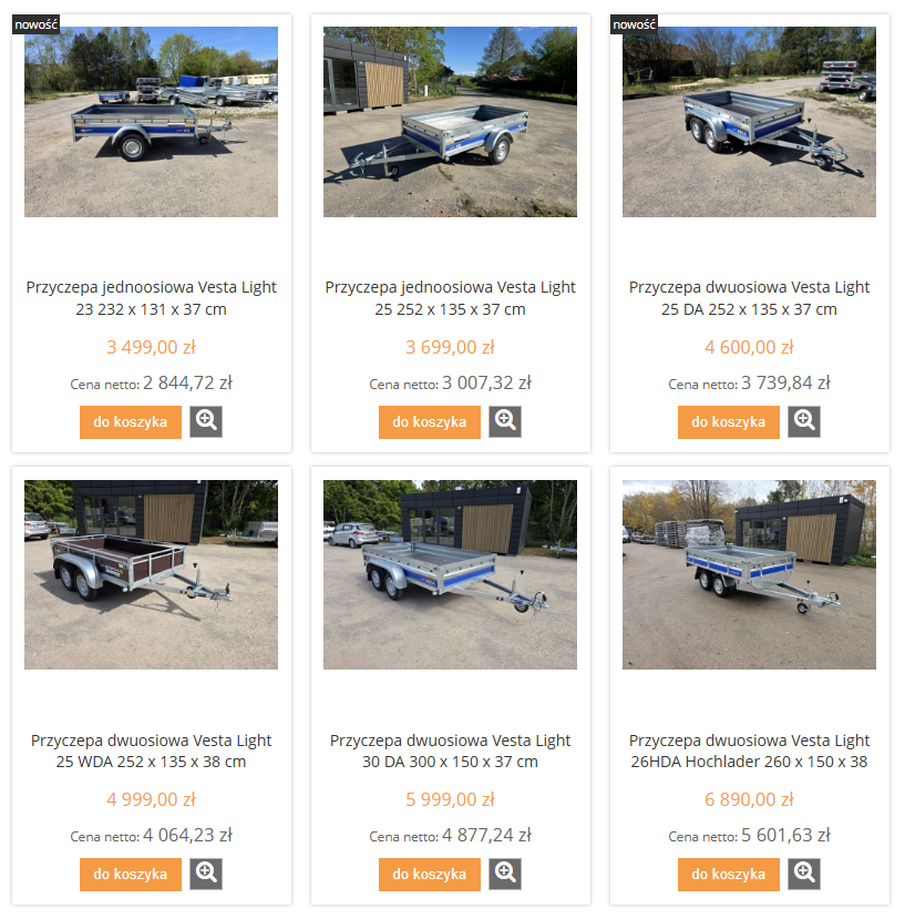 Nowe Przyczepy Vesta